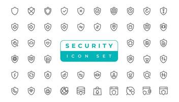 Security set of web icons in line style. Cyber Security and internet protection icons for web and mobile app. Password, security system, finger print, spy, electronic key and more. Vector illustration