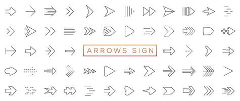 Set arrow icons. Collection different arrows sign. Set different cursor arrow direction symbols in flat style. Black arrows icons vector