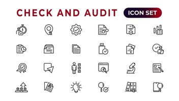 Check and audit line icons collection. Set of thin line web icon set, simple outline icons collection, Pixel Perfect icons, Simple vector illustration.