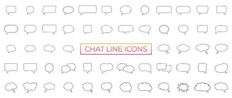 Minimal Set of Chat Bubble Line Icons vector