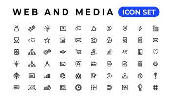 paquete de iconos de audio y video. conjunto de iconos de línea delgada. conjunto de colección de iconos planos. iconos vectoriales simples vector