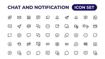 Chat and notification line icons collection. Bell, message, like, reminder, devices icons. vector