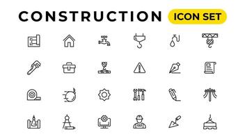 Build and construction thin line icons vector