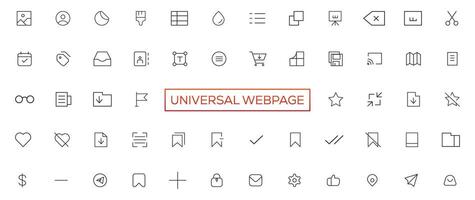 Vector line universal webpage tiny icon set