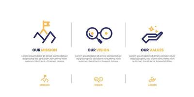 Mission Vision Values infographic Banner template. Company goal infographic design with  Modern flat icon design. vector illustration infographic icon design banner.