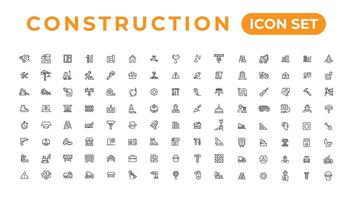 Build and construction thin line icons vector