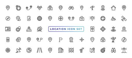 Location icons set. Navigation icons. Map pointer icons. Location symbols. Vector illustration