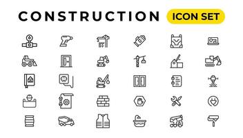 Build and construction thin line icons vector