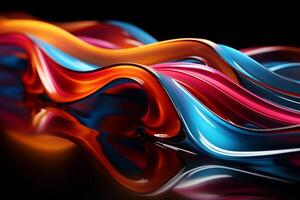 AI generated Vibrant neon wave abstract illustration, ideal for graphic design and creative projects photo