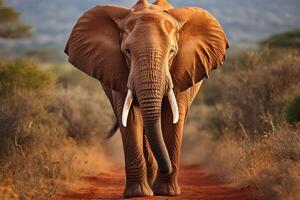 AI generated Majestic african elephant in its natural habitat. captivating safari expedition experience photo