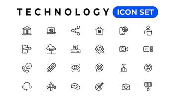 Device and Information technology line icons collection. Big UI icon set in a flat design. Thin outline icons pack vector