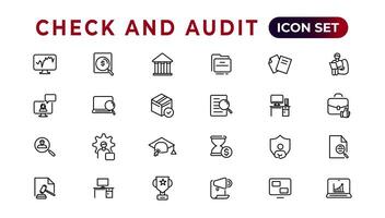 Check and audit line icons collection. Set of thin line web icon set, simple outline icons collection, Pixel Perfect icons, Simple vector illustration.