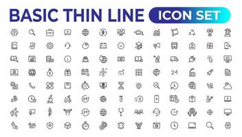 Basic thin line icon for office and web. outline icon set collection. vector