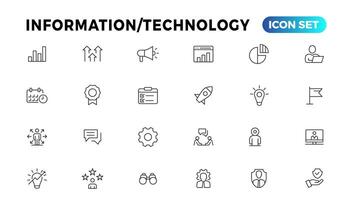 Device and Information technology line icons collection. Big UI icon set in a flat design. Thin outline icons pack vector