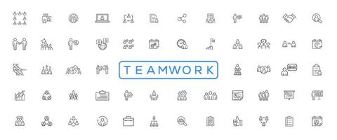 Business teamwork, team building, work group and human resources minimal thin line web icon set. Outline icons collection. Simple vector illustration