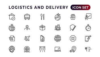 Logistics and delivery linear icons collection.Set of thin line web icon set, simple outline icons collection, Pixel Perfect icons, Simple vector illustration.