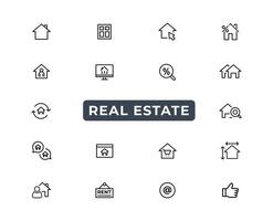 Real Estate minimal thin line web icon set. Included the icons as realty, property, mortgage, home loan and more. Outline icons collection. Simple vector illustration