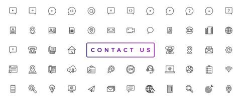 Contact Us web icons in line style. Web and mobile icon. Chat, support, message, phone. Vector illustration