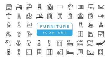 Furniture - minimal thin line web icon set. Outline icons collection. Simple vector illustration.