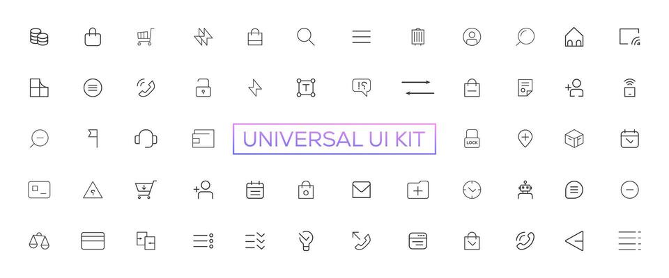 Minimalist and simple looking ui icons set for dark, light mode. Outline isolated user interface elements for night, day themes