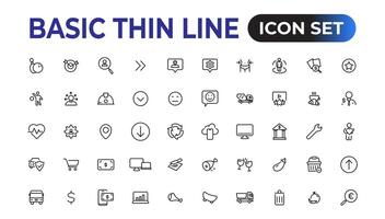 Basic thin line icon for office and web. outline icon set collection. vector