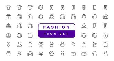 Clothes icon set on white background, outline icon for fashion and cloth. line icon set. vector