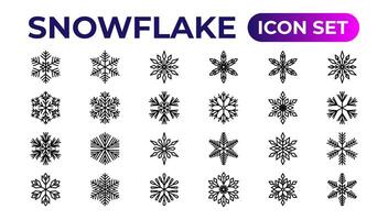 snowflake icons collection.Thin outline icons pack. vector