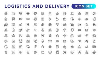 Logistics and delivery linear icons collection.Set of thin line web icon set, simple outline icons collection, Pixel Perfect icons, Simple vector illustration.