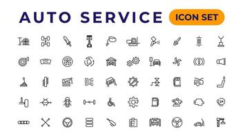 Auto service and car garage Set of thin line web icon set, simple outline icons collection, Pixel Perfect icons, Simple vector illustration.