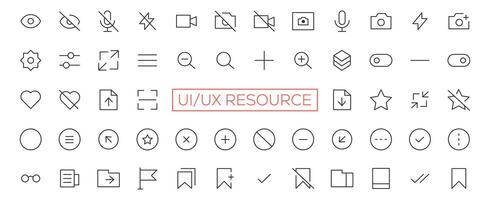 Minimalist and simple looking ui icons set for dark, light mode. Outline isolated user interface elements for night, day themes vector