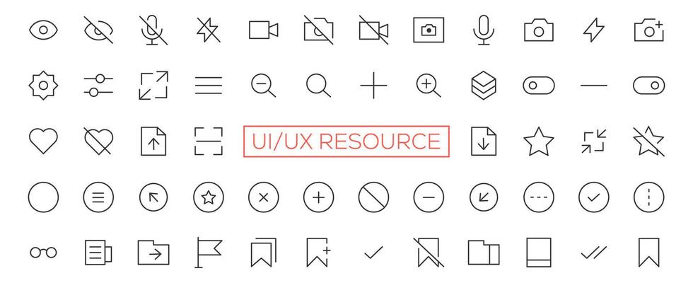 Minimalist and simple looking ui icons set for dark, light mode. Outline isolated user interface elements for night, day themes