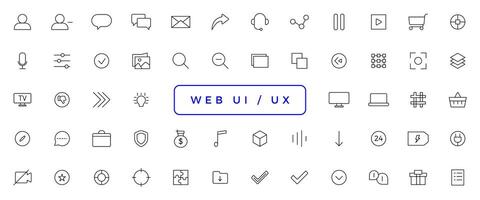 Set of outline ui and ux icons. Minimalist thin linear web icon set vector