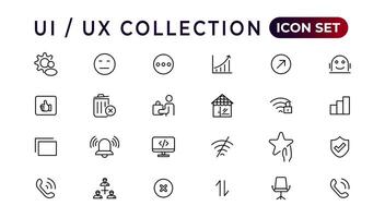 mega conjunto de ui ux icono colocar, usuario interfaz conjunto de iconos colección.conjunto de Delgado línea web icono colocar, sencillo contorno íconos recopilación, píxel Perfecto iconos, sencillo vector ilustración.