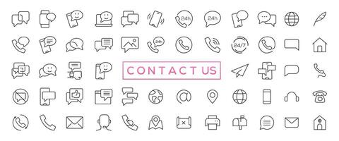 Set of simple Contact us icons for web and mobile app. Social Media network icon call us email mobile signs. Customer service. Contact support sign and symbols vector