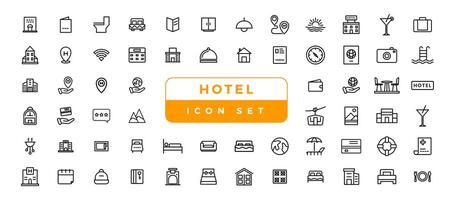 Hotel elements - thin line web icon set. Outline icons collection. vector