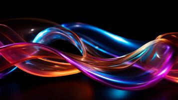 AI generated Abstract neon wave lines background with futuristic vibrant colors for contemporary modern designs photo