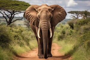 AI generated Immerse in the magnificence. African elephant in its breathtaking natural habitat photo