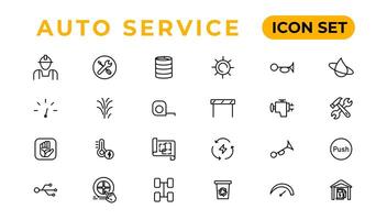 Auto service and car garage Set of thin line web icon set, simple outline icons collection, Pixel Perfect icons, Simple vector illustration.