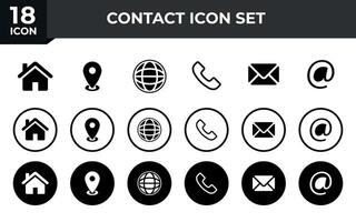 web icono colocar. negocio tarjeta contacto información icono. contacto nosotros icono conjunto vector