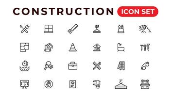 Build and construction thin line icons vector