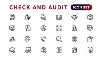 Check and audit line icons collection. Set of thin line web icon set, simple outline icons collection, Pixel Perfect icons, Simple vector illustration.