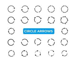 Arrows icons set. The symbol of repetition, reloading along the trajectory of round shapes. Vector elements