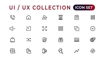 mega conjunto de ui ux icono colocar, usuario interfaz conjunto de iconos colección.conjunto de Delgado línea web icono colocar, sencillo contorno íconos recopilación, píxel Perfecto iconos, sencillo vector ilustración.