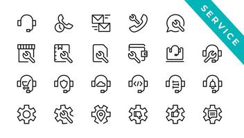 Customer service icon set. Containing customer satisfied, assistance, experience, feedback, operator and technical support icons vector