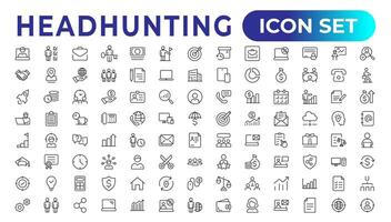 Headhunting icon set. Recruitment icon set Included the icons as Job Interview, Career Path, Resume, Job hiring, Candidate and Human resource icons. Vector illustration.