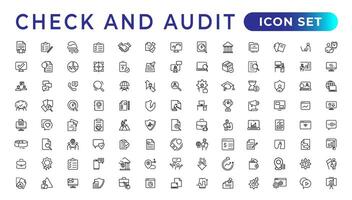 Check and audit line icons collection. Set of thin line web icon set, simple outline icons collection, Pixel Perfect icons, Simple vector illustration.