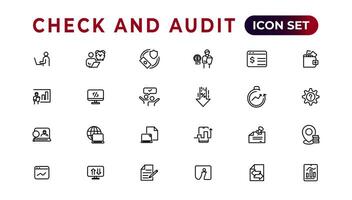 Check and audit line icons collection. Set of thin line web icon set, simple outline icons collection, Pixel Perfect icons, Simple vector illustration.