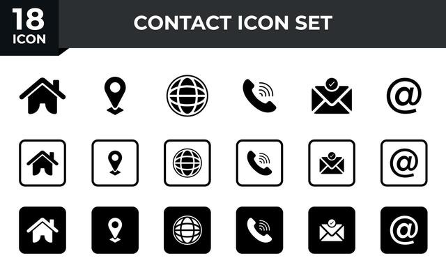 Web icon set. Business card contact information icon. Contact us icon set