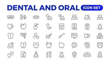 Set of dentist Icons. Simple line art style icons pack. Vector illustration. Dental elements stroke pictogram and minimal thin web icon set. Outline collection. illustration