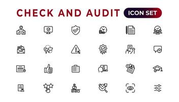 Check and audit line icons collection. Set of thin line web icon set, simple outline icons collection, Pixel Perfect icons, Simple vector illustration.